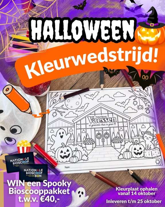 Halloween kleurwedstrijd bij Tuincentrum Vaessen in Maasbree